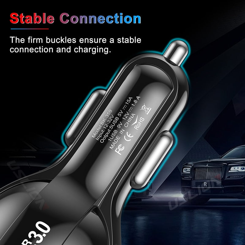 15A 5 Ports USB Car Charge Quick Mini LED Fast Charging