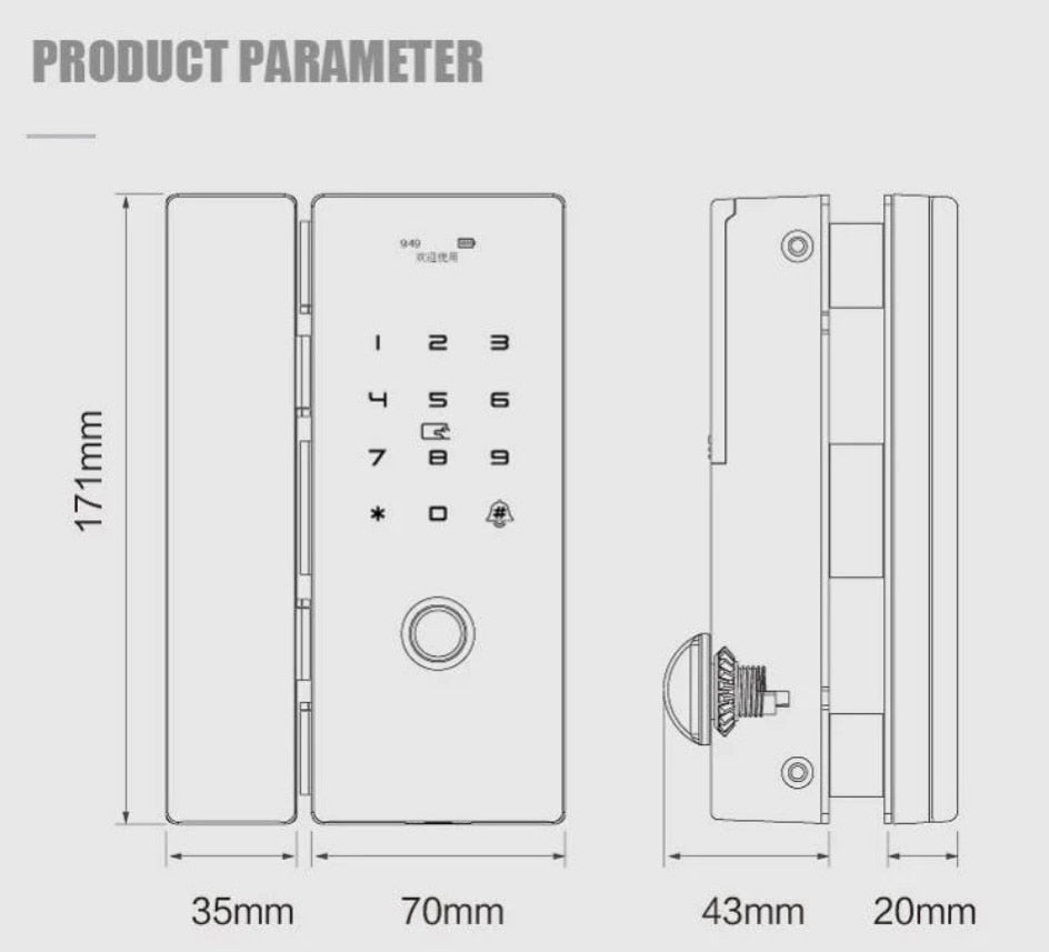 Smart Glass Door Biometric Fingerprint Lock