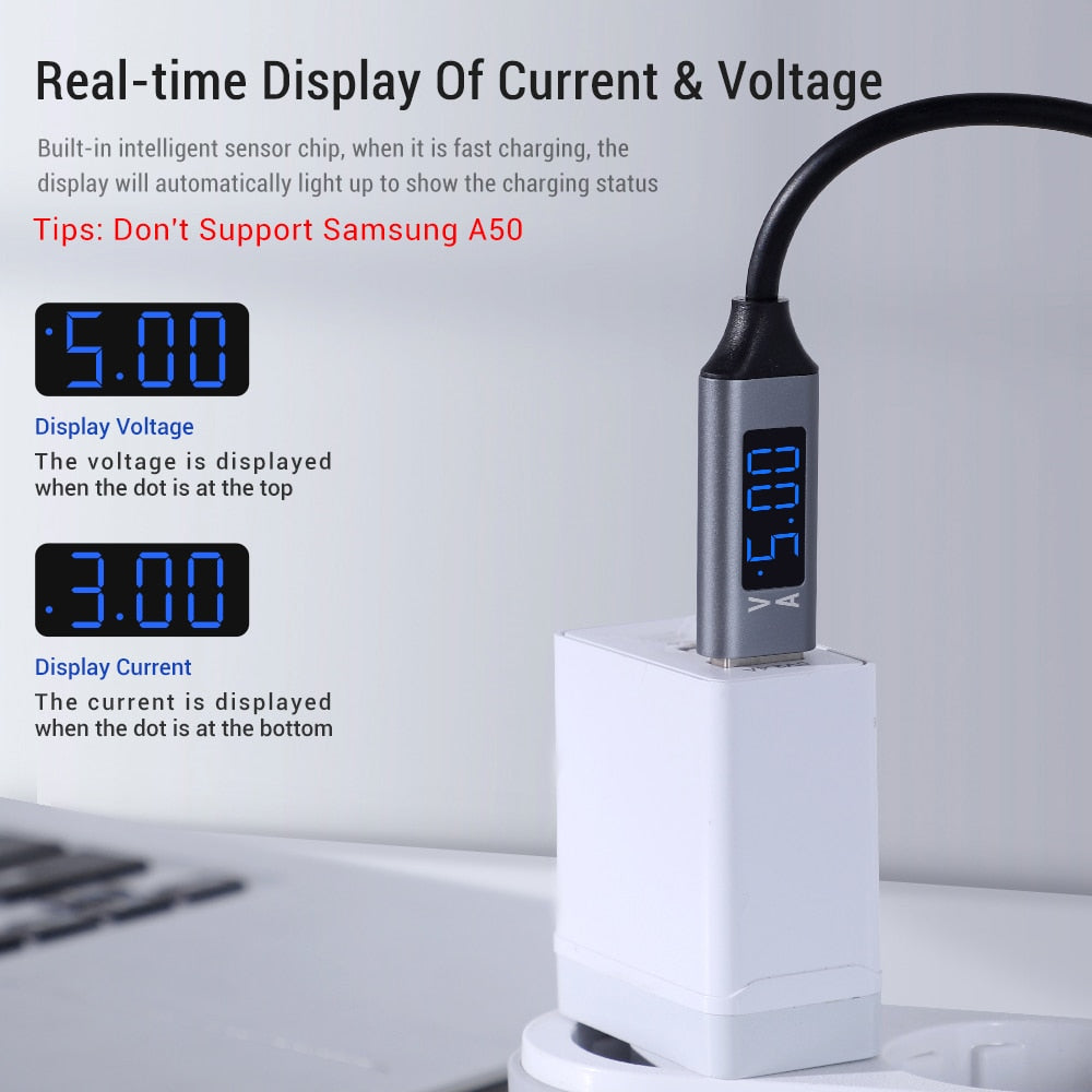 LED Micro USB Cable Voltage Display